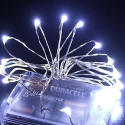 50 Λαμπάκια LED Copper Ψυχρό Λευκό Φως Μπαταρίας