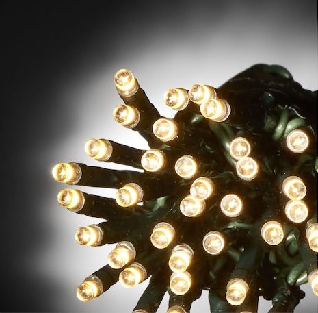 100 Λαμπάκια LED Θερμό φως/Πράσινο καλώδιο με επέκταση 10μ.+3μ